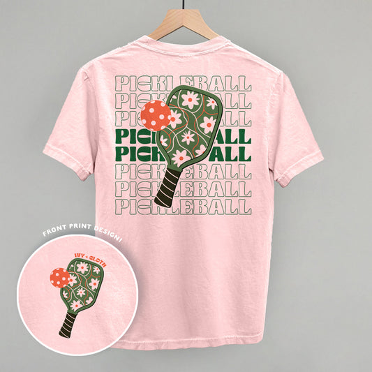 Pickleball Floral Repeated (Back Print) - clothing by TeeHivey.com (Image 1)