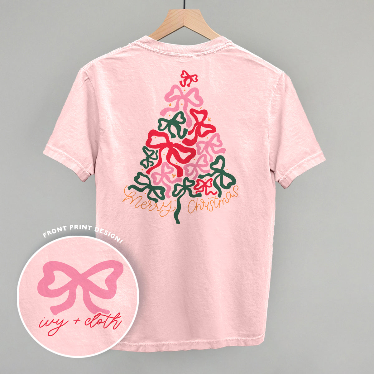 Merry Christmas Bow Tree (Back Print) - clothing by TeeHivey.com (Image 2)
