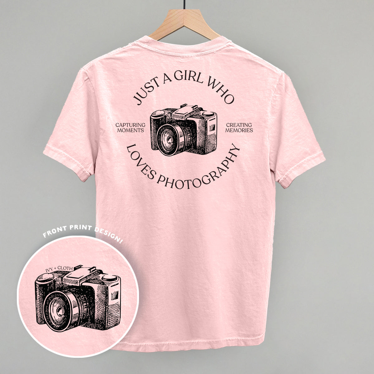 Just A Girl Who Loves Photography (Back Print) - clothing by TeeHivey.com (Image 1)