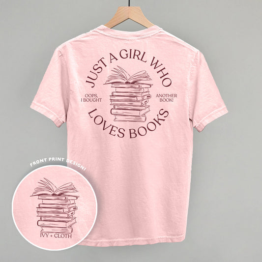 Just A Girl Who Loves Books (Back Print) - clothing by TeeHivey.com (Image 1)