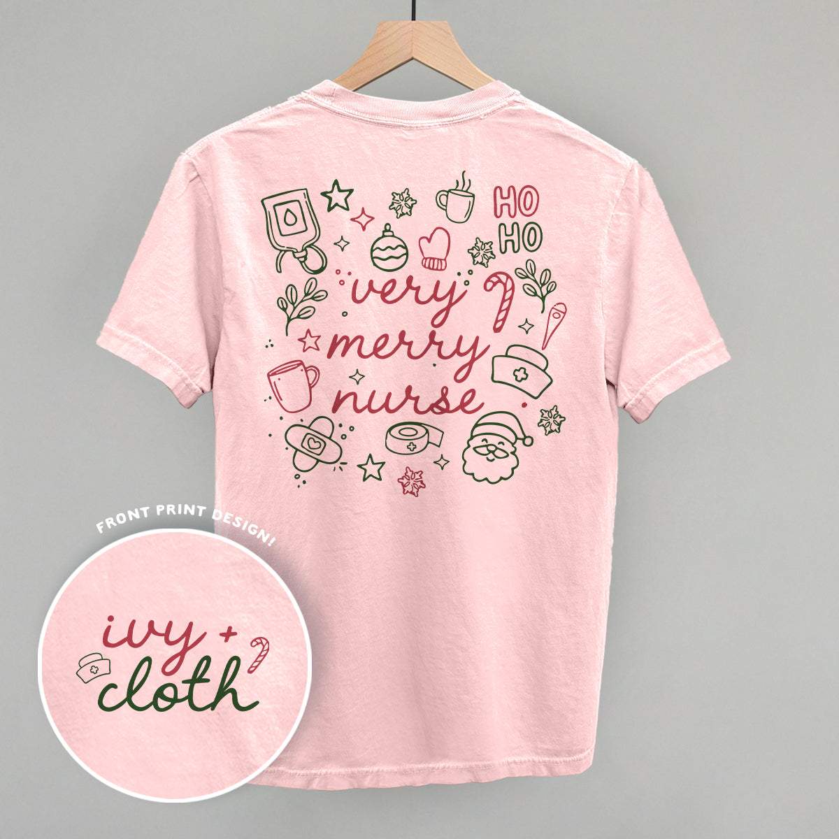 Very Merry Nurse Doodles (Back Print) - clothing by TeeHivey.com (Image 1)