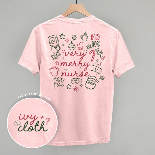 Very Merry Nurse Doodles (Back Print) - clothing by TeeHivey.com (Image 1)
