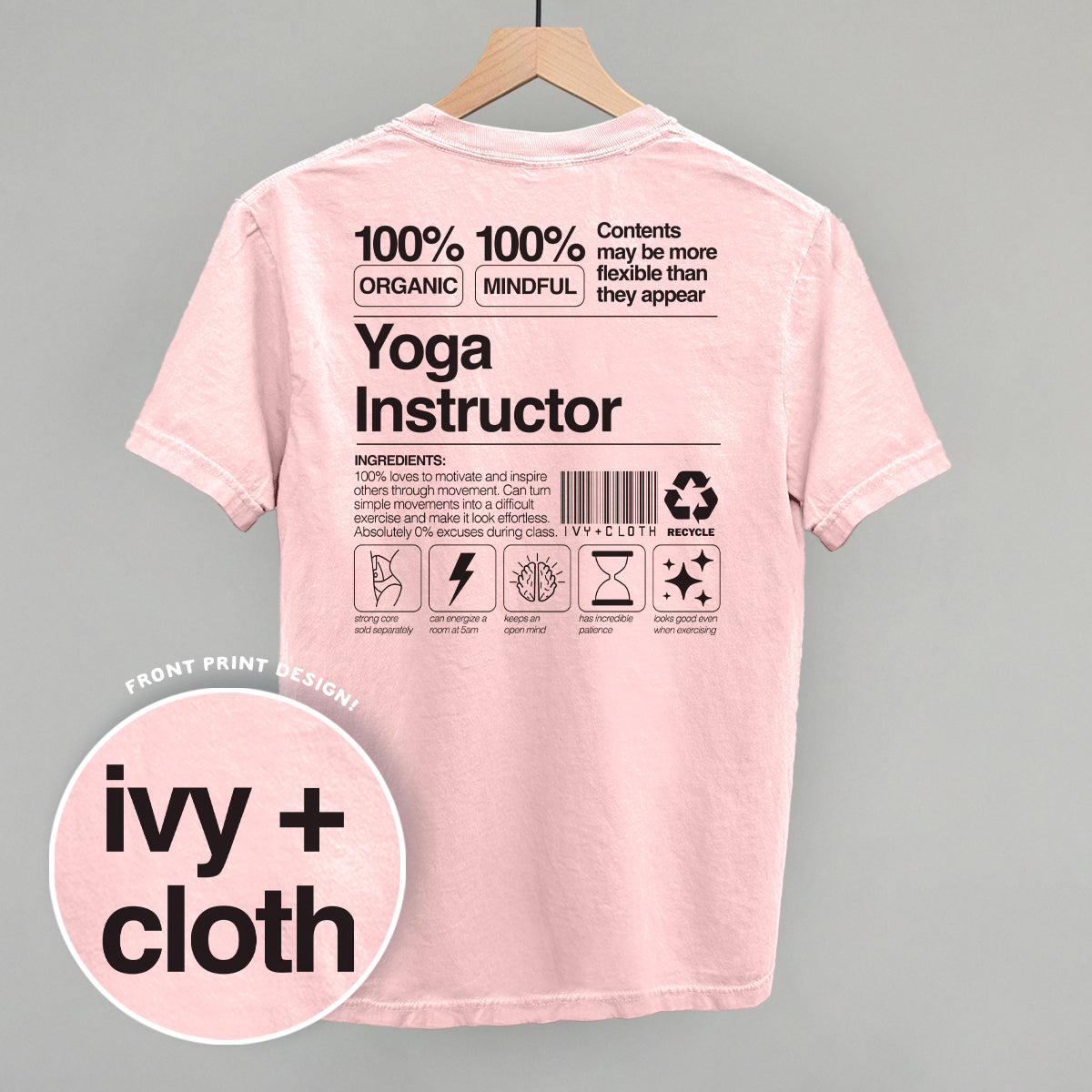 Yoga Instructor Nutrition Facts (Back Print) - clothing by TeeHivey.com (Image 3)