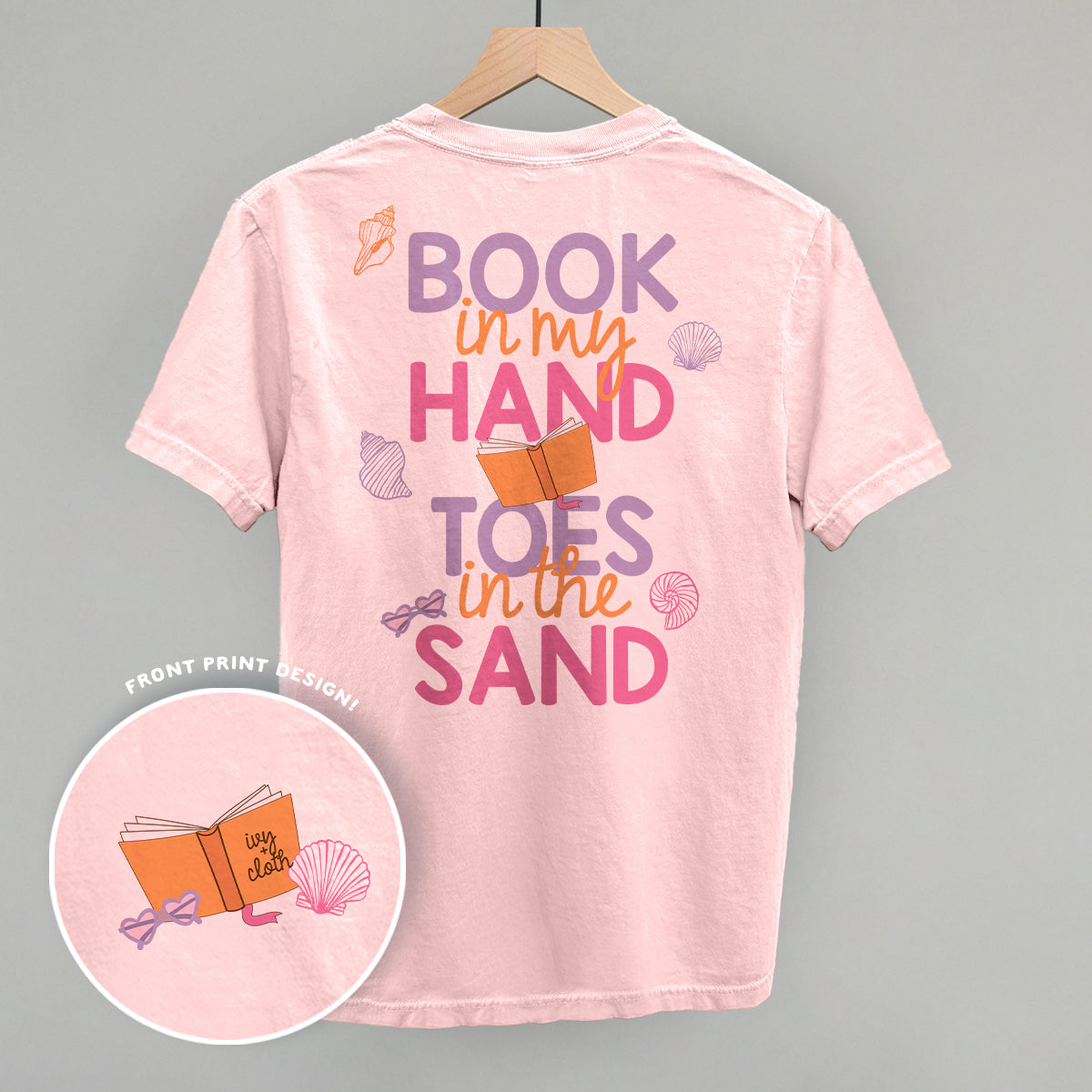 Book In My Hand, Toes In The Sand (Back Print) - clothing by TeeHivey.com (Image 1)
