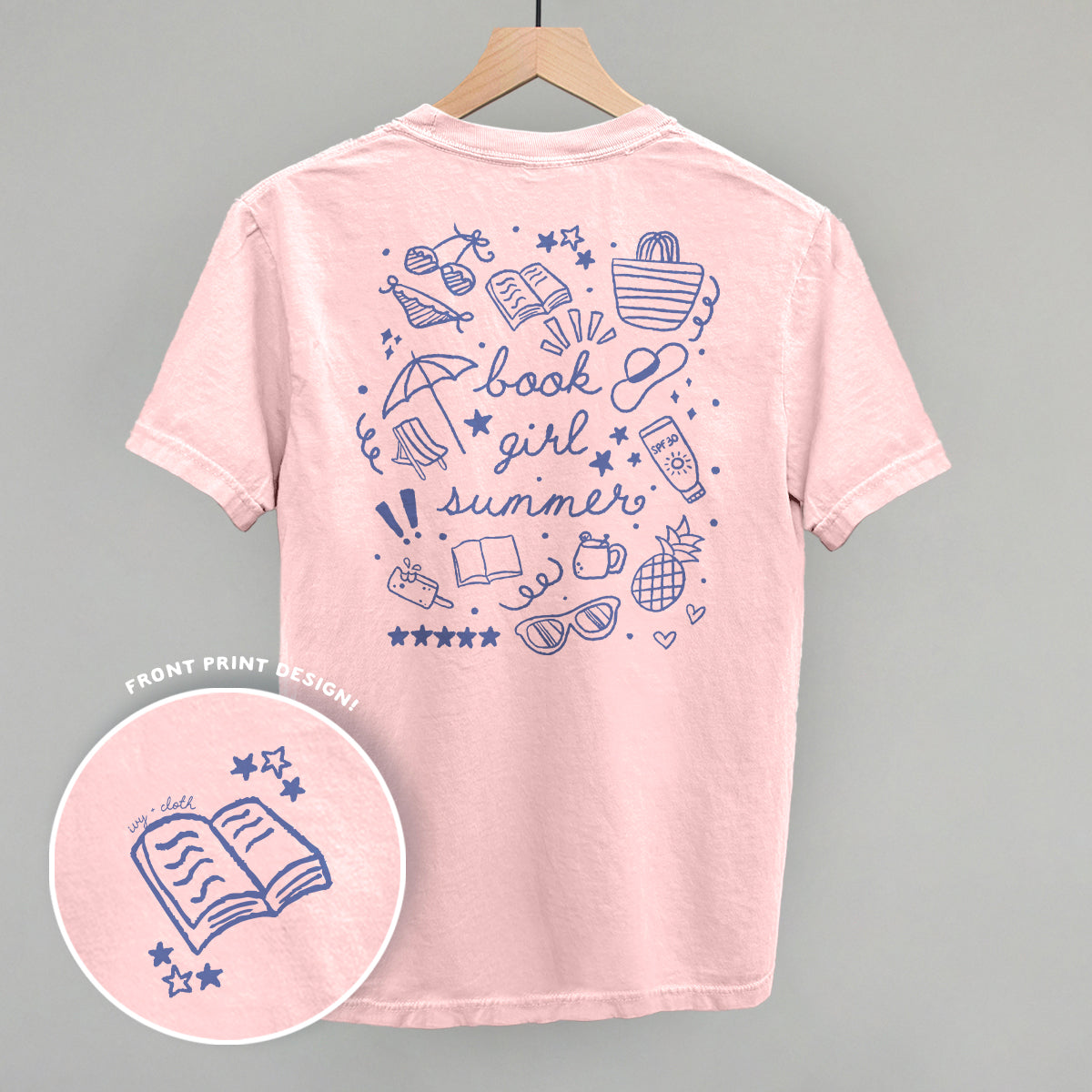 Book Girl Summer Monochromatic (Back Print) - clothing by TeeHivey.com (Image 2)