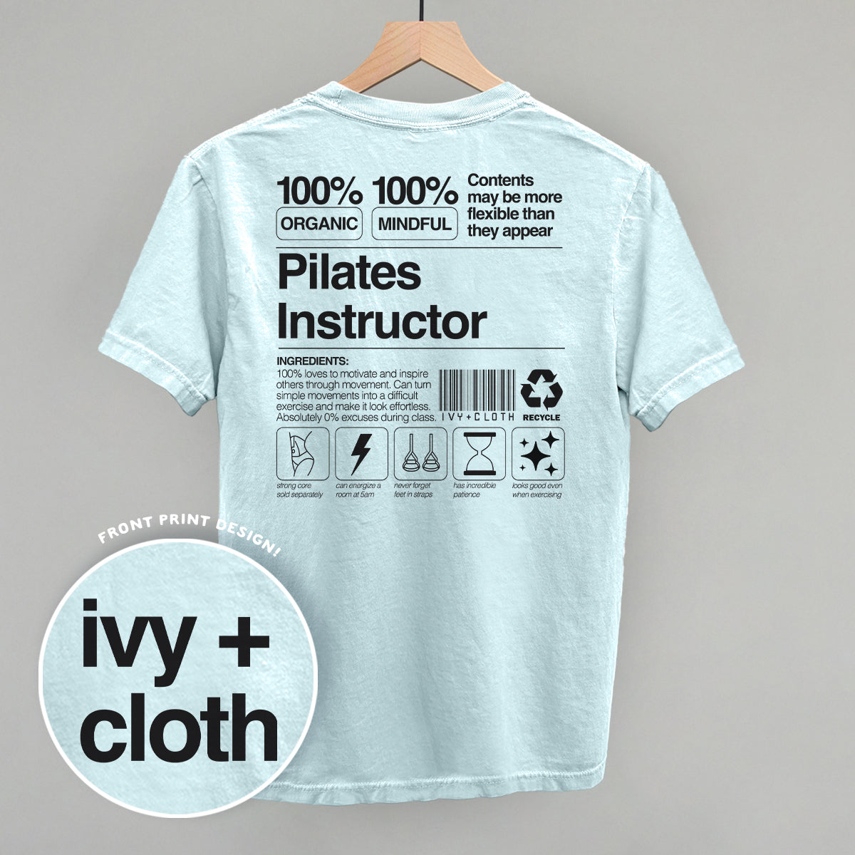 Pilates Instructor Nutrition Facts (Back Print) - clothing by TeeHivey.com (Image 4)