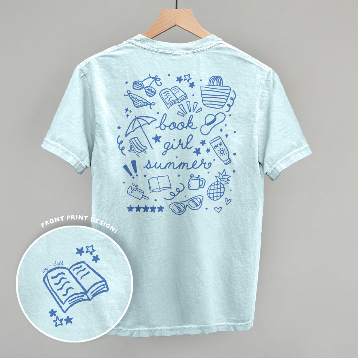 Book Girl Summer Monochromatic (Back Print) - clothing by TeeHivey.com (Image 1)