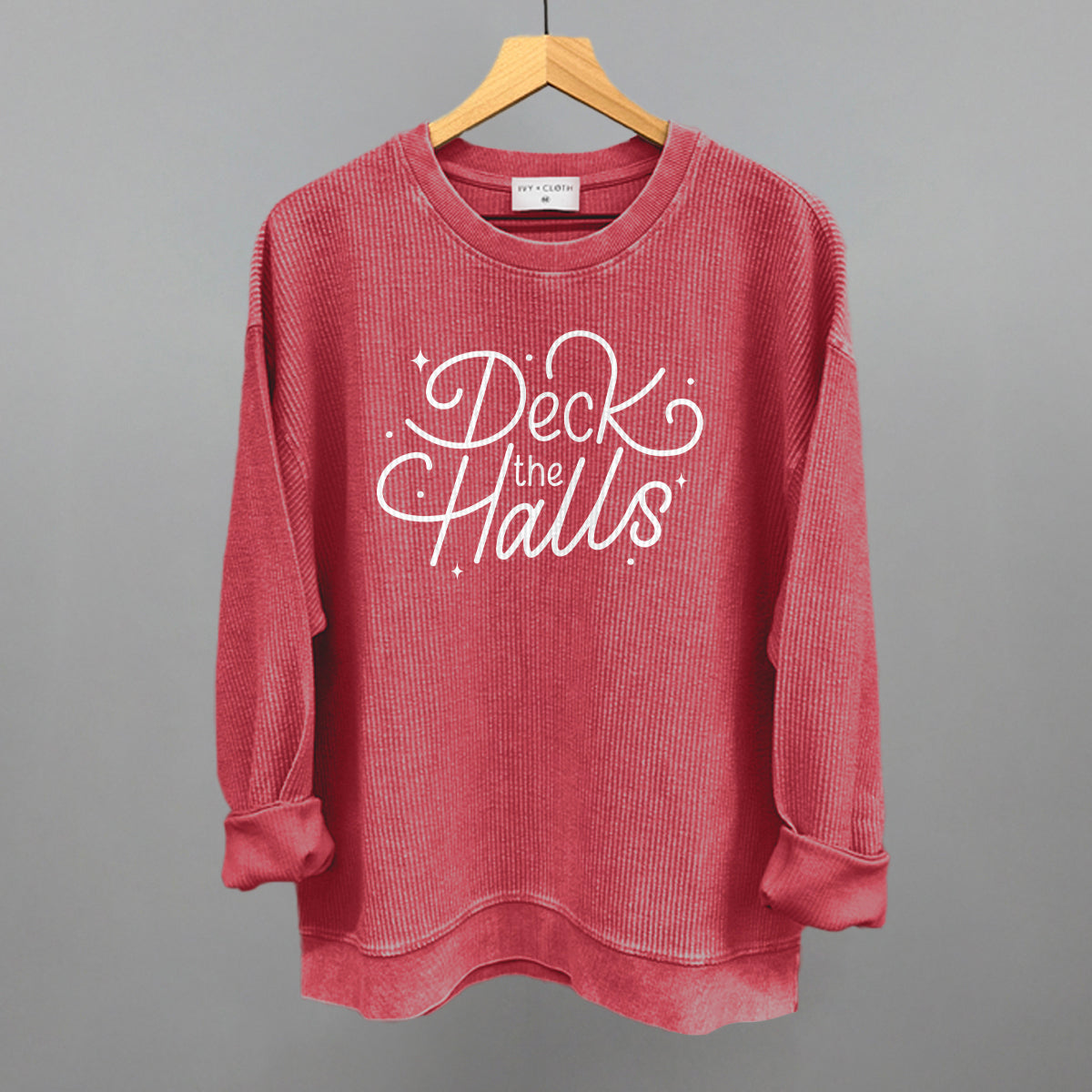 Deck The Halls Sparkle Script (White) - clothing by TeeHivey.com (Image 1)