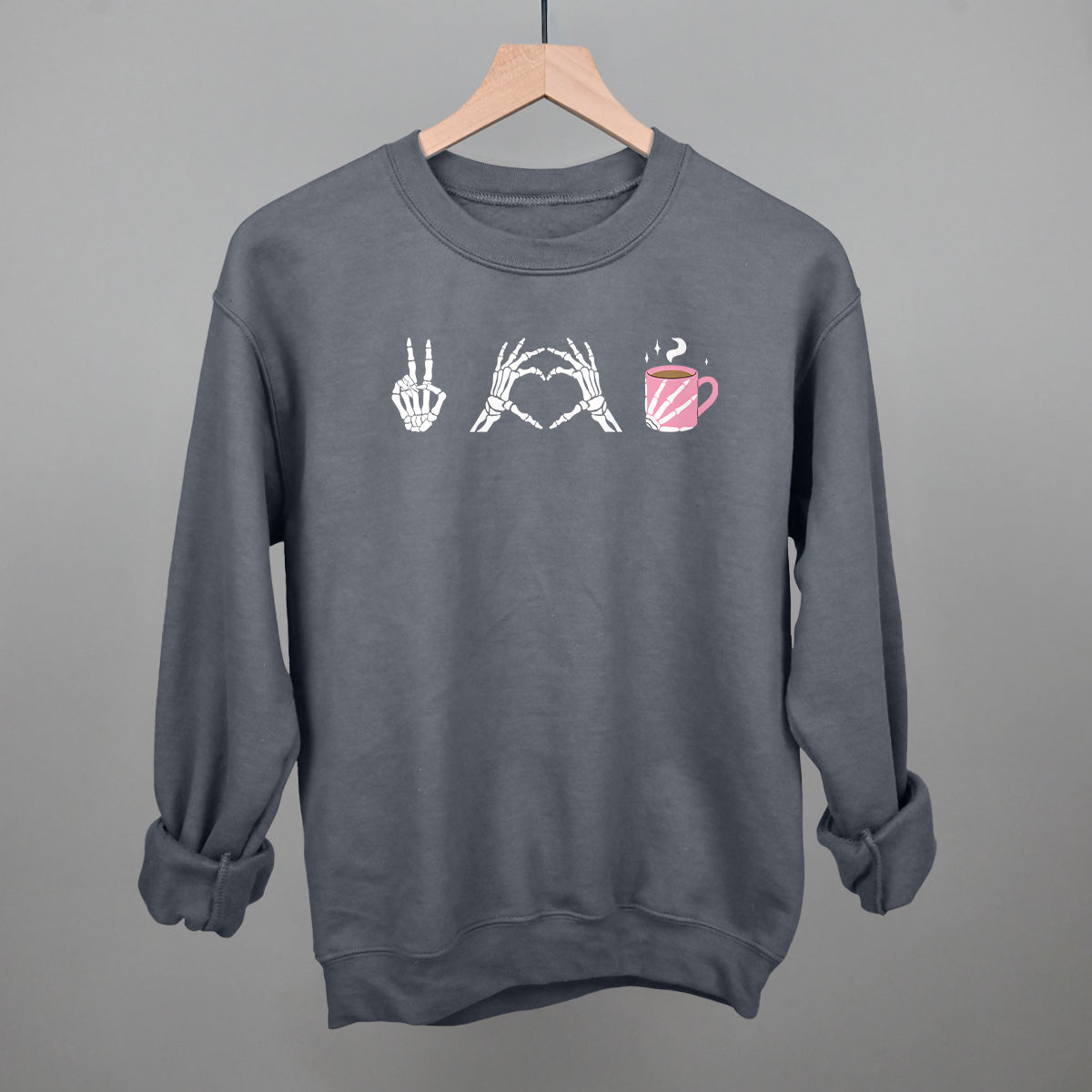 Peace Love Coffee Skeleton - clothing by TeeHivey.com (Image 1)