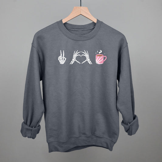 Peace Love Coffee Skeleton - clothing by TeeHivey.com (Image 1)