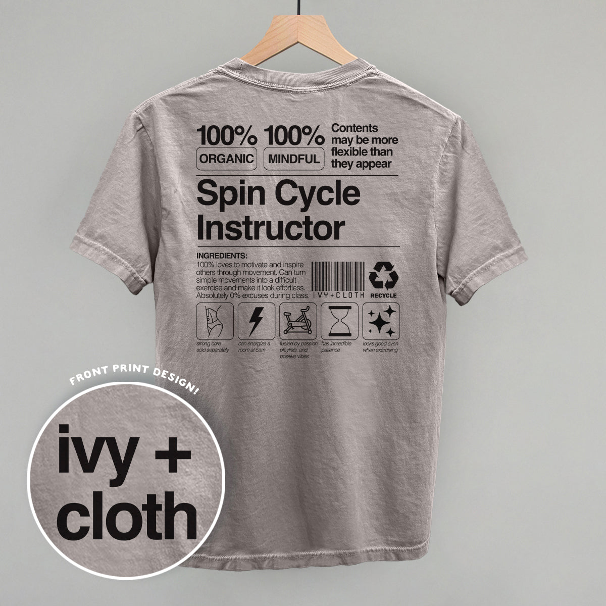Spin Cycle Instructor Nutrition Facts (Back Print) - clothing by TeeHivey.com (Image 1)