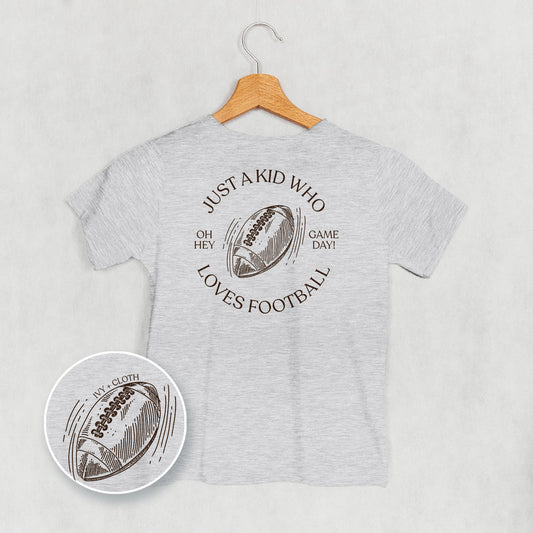 Just A Kid Who Loves Football (Kids Back Print) - clothing by TeeHivey.com (Image 1)