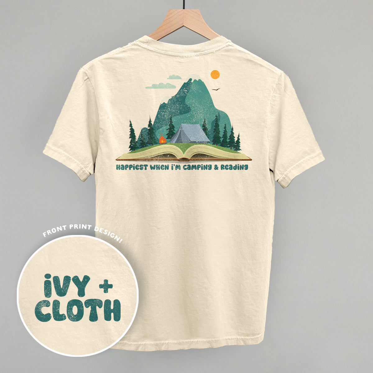 Happiest When I'm Camping & Reading (Back Print) - clothing by TeeHivey.com (Image 2)