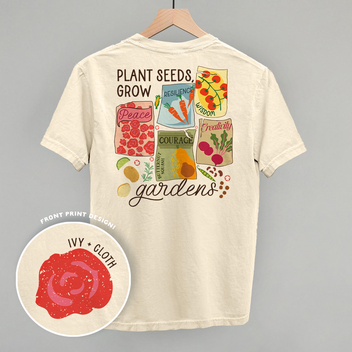 Plants Seeds, Grow Gardens (Back Print) - clothing by TeeHivey.com (Image 2)