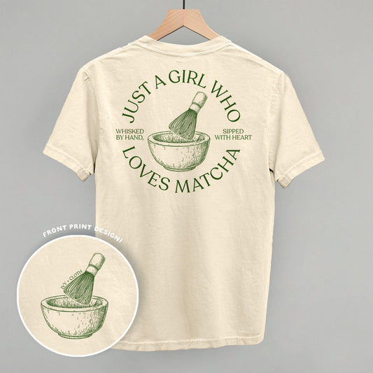 Just A Girl Who Loves Matcha (Back Print) - clothing by TeeHivey.com (Image 1)