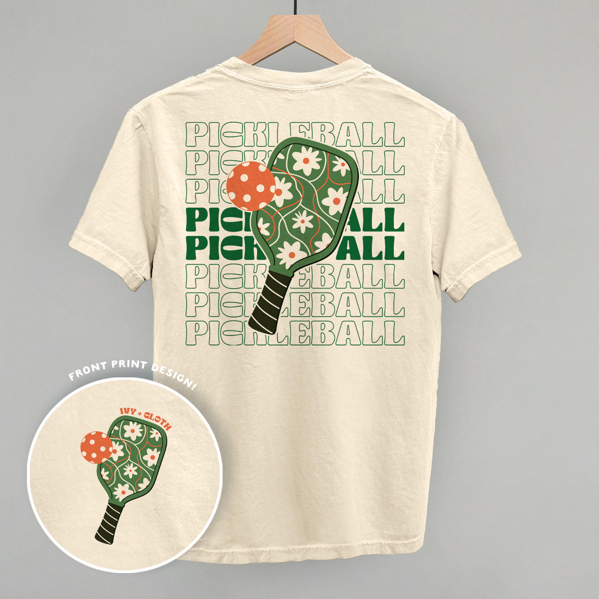 Pickleball Floral Repeated (Back Print) - clothing by TeeHivey.com (Image 3)