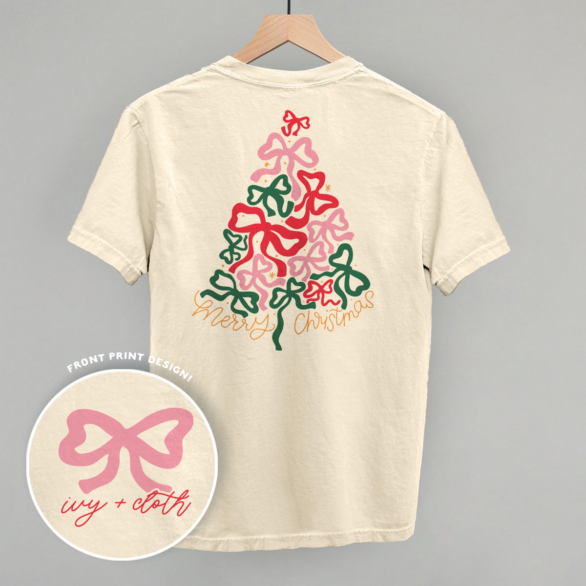 Merry Christmas Bow Tree (Back Print) - clothing by TeeHivey.com (Image 3)