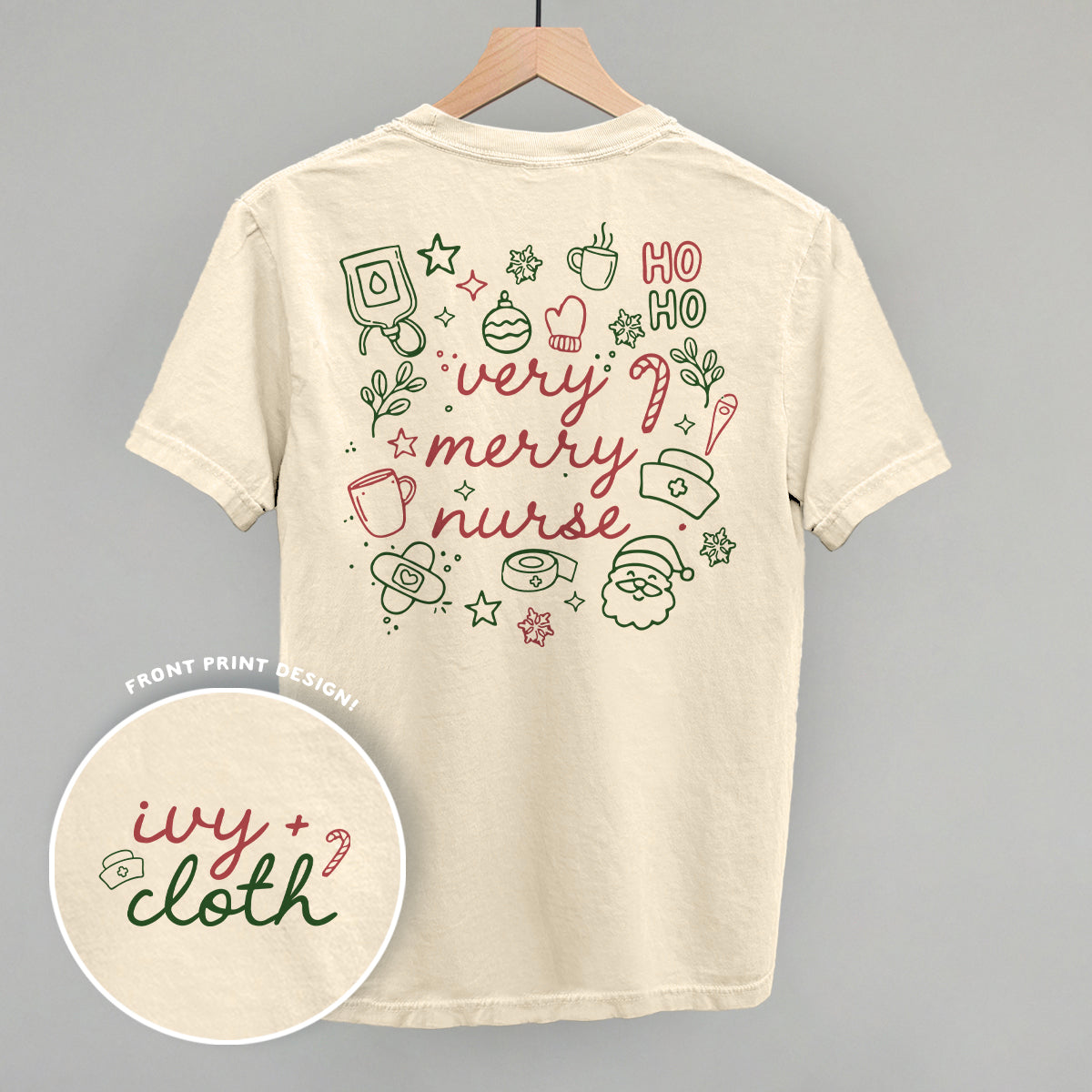 Very Merry Nurse Doodles (Back Print) - clothing by TeeHivey.com (Image 2)