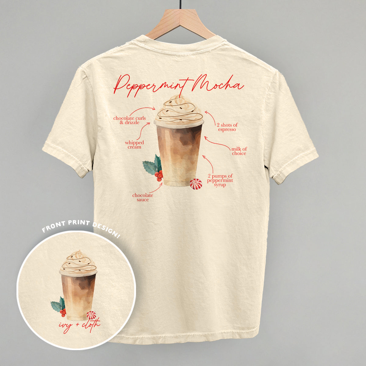 Peppermint Mocha Recipe (Back Print) - clothing by TeeHivey.com (Image 1)