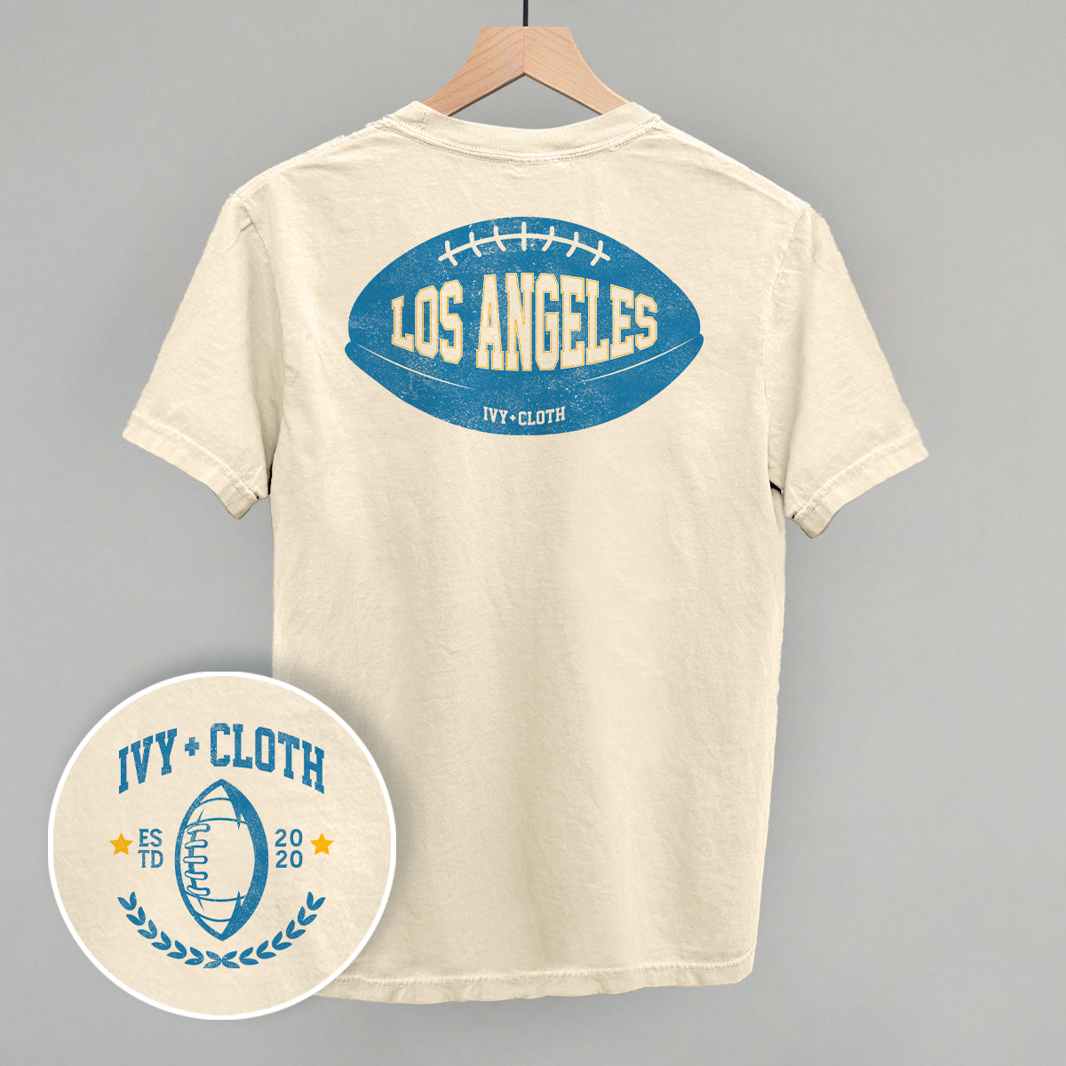 Los Angeles Football (Light Blue) (Back Print) - clothing by TeeHivey.com (Image 1)