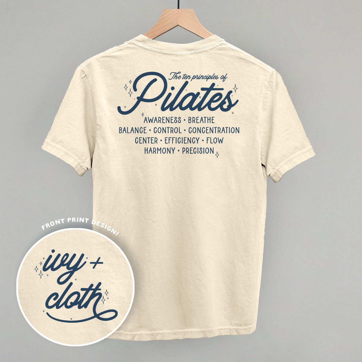 The 10 Principles Of Pilates (Back Print) - clothing by TeeHivey.com (Image 3)