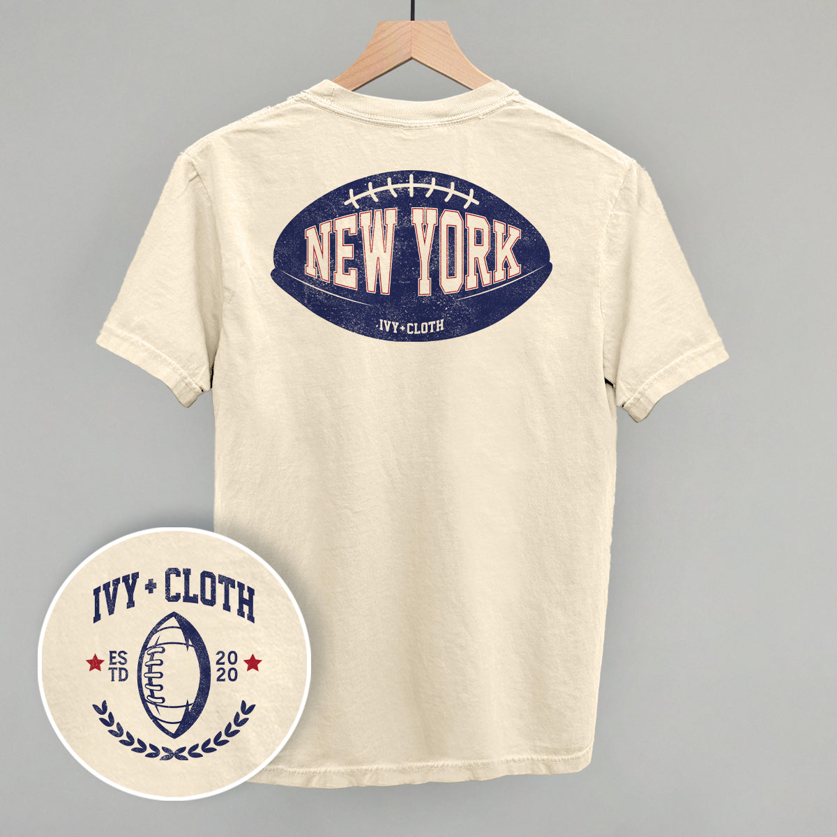 New York Football (Blue) (Back Print) - clothing by TeeHivey.com (Image 1)