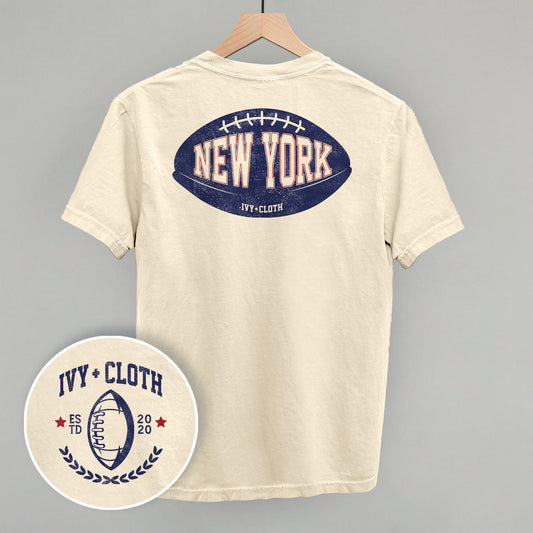 New York Football (Blue) (Back Print) - clothing by TeeHivey.com (Image 1)