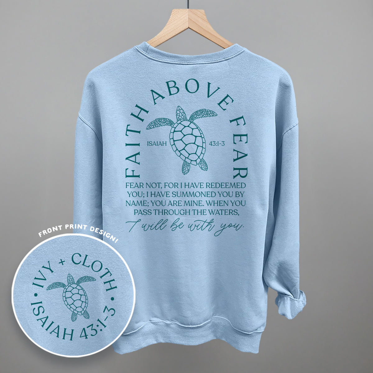 Faith Above Fear Turtle (Back Print) - clothing by TeeHivey.com (Image 5)