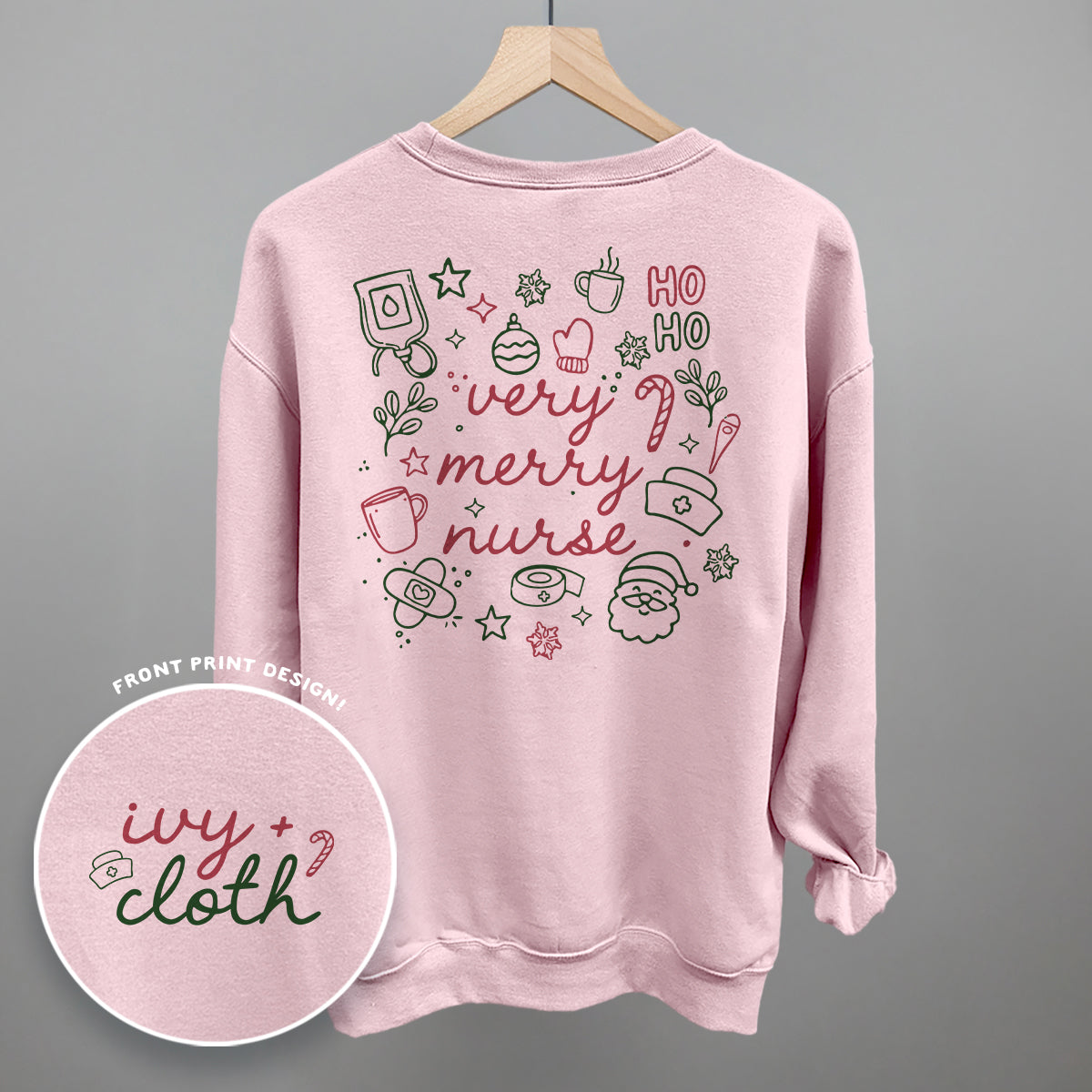 Very Merry Nurse Doodles (Back Print) - clothing by TeeHivey.com (Image 4)