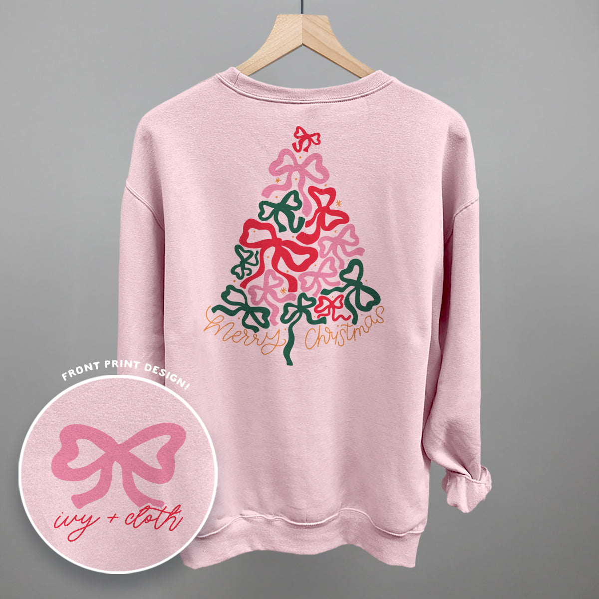 Merry Christmas Bow Tree (Back Print) - clothing by TeeHivey.com (Image 1)