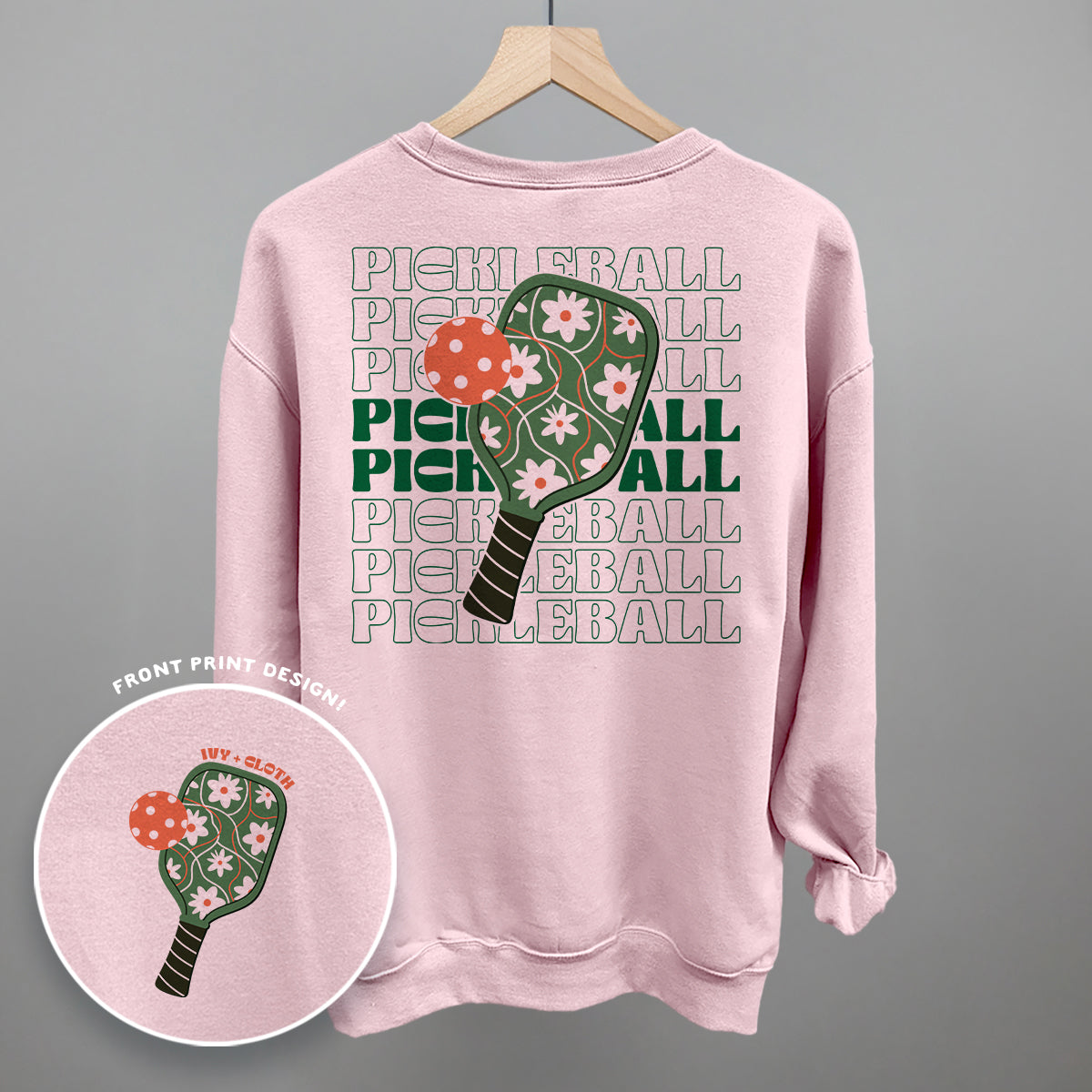 Pickleball Floral Repeated (Back Print) - clothing by TeeHivey.com (Image 5)