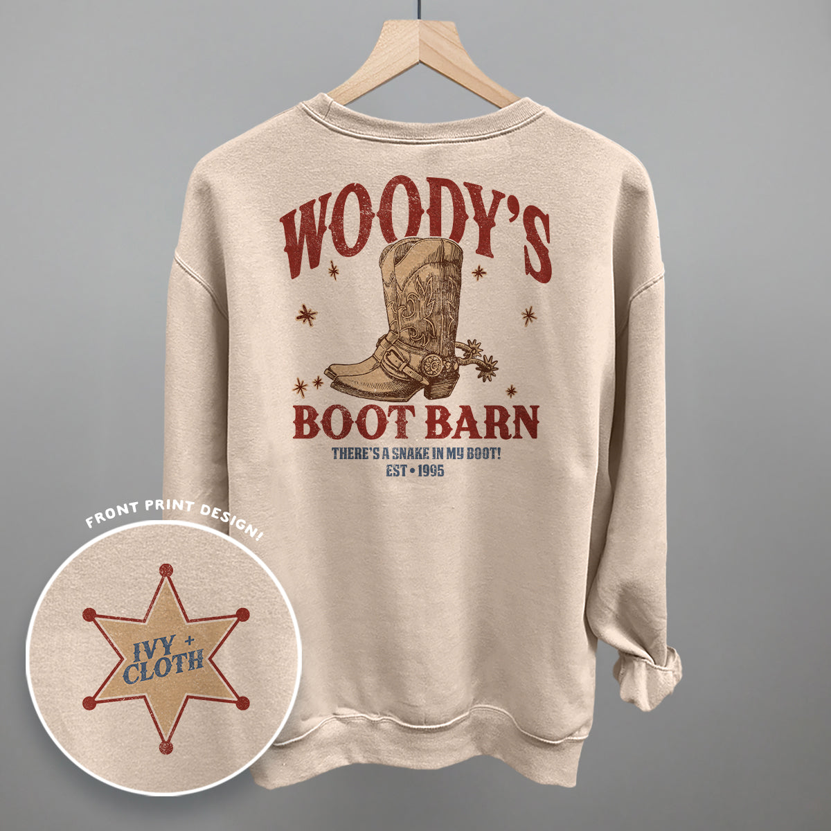 Woody's Boot Barn (Back Print) - clothing by TeeHivey.com (Image 1)
