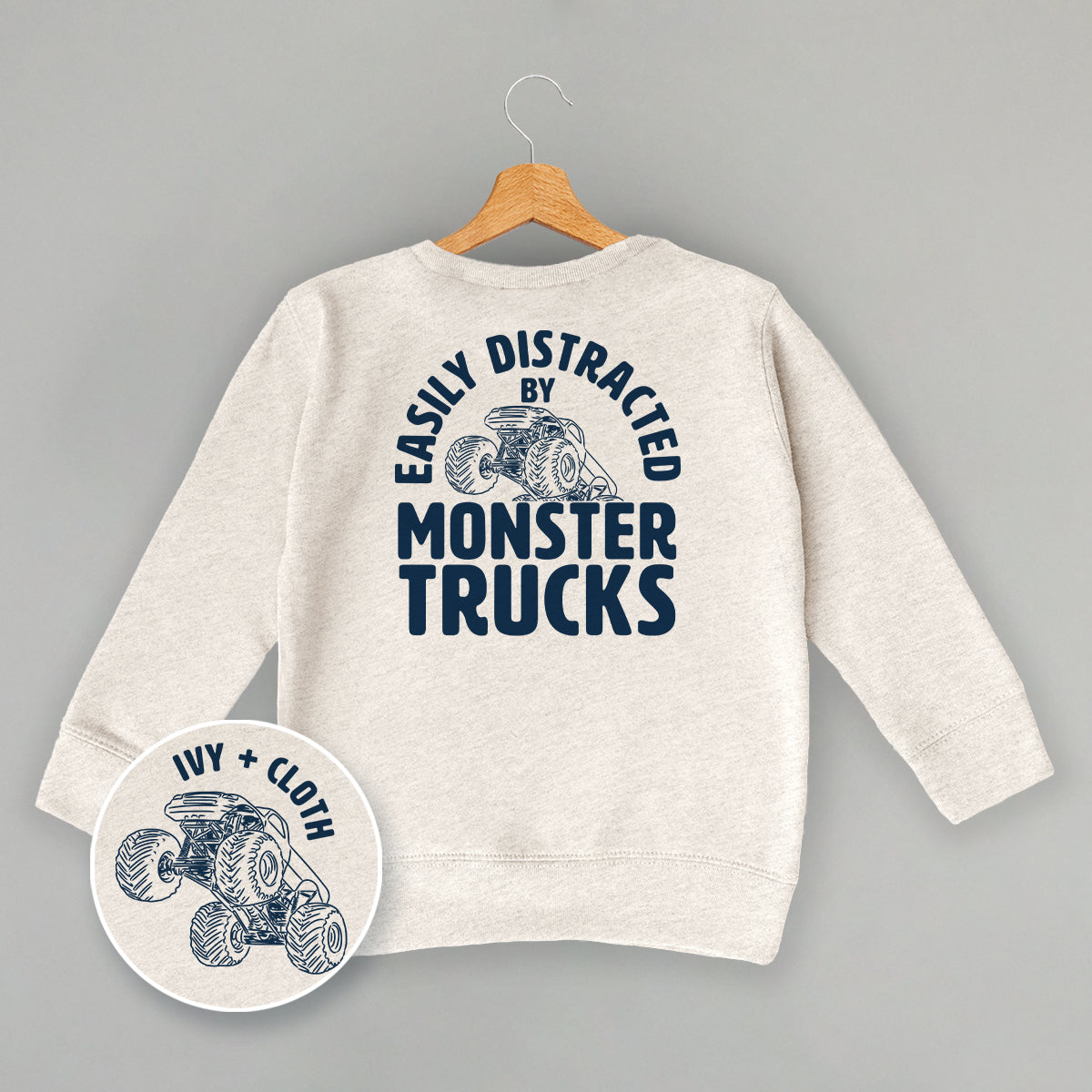 Easily Distracted By Monster Trucks (Kids Back Print)