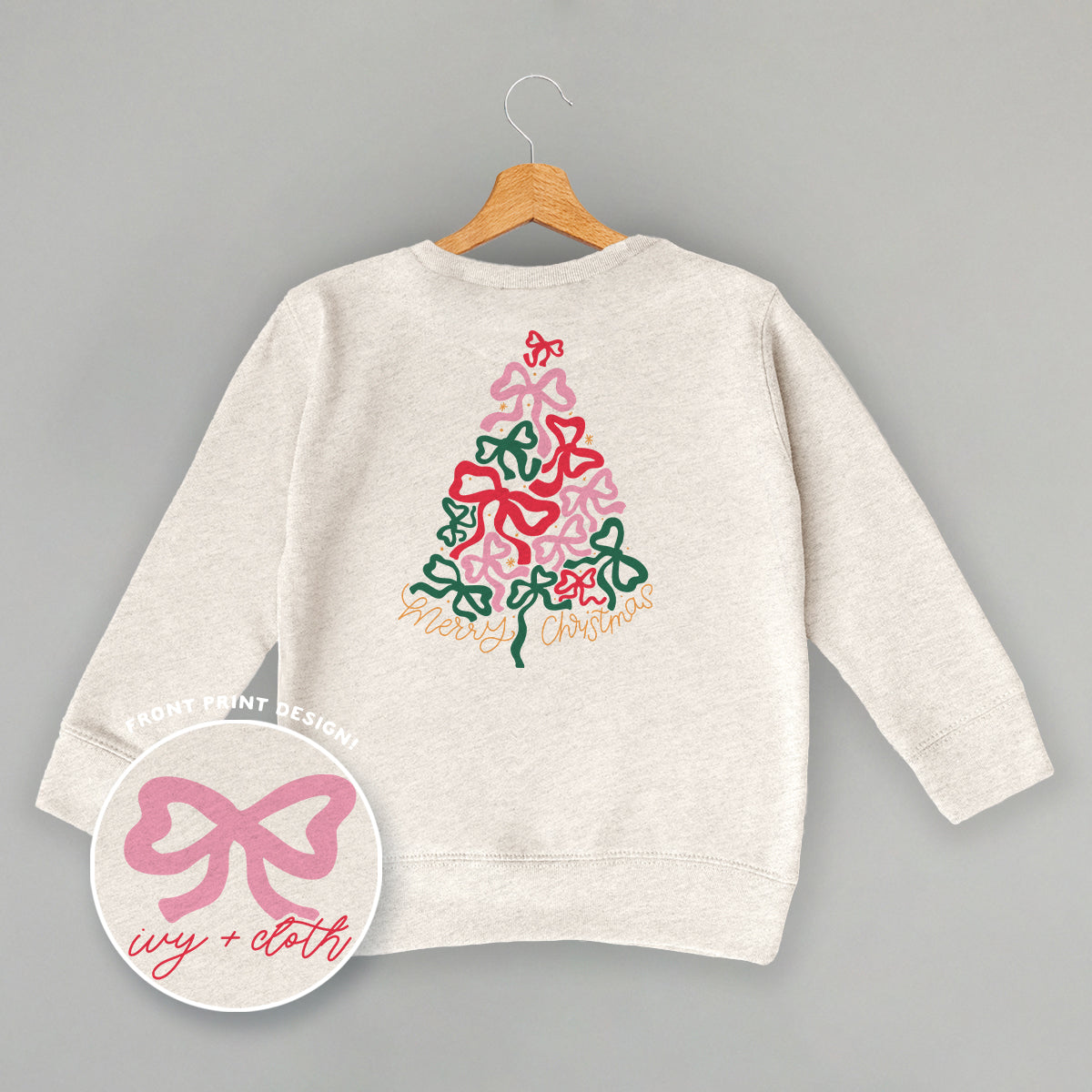 Merry Christmas Bow Tree (Kids Back Print) - clothing by TeeHivey.com (Image 2)