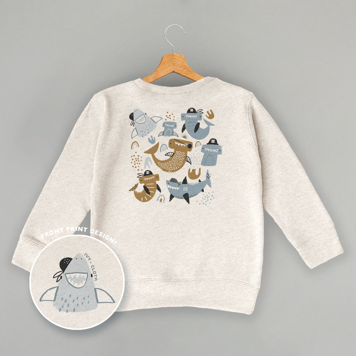 Pirate Shark Doodles (Kids Back Print) - clothing by TeeHivey.com (Image 2)