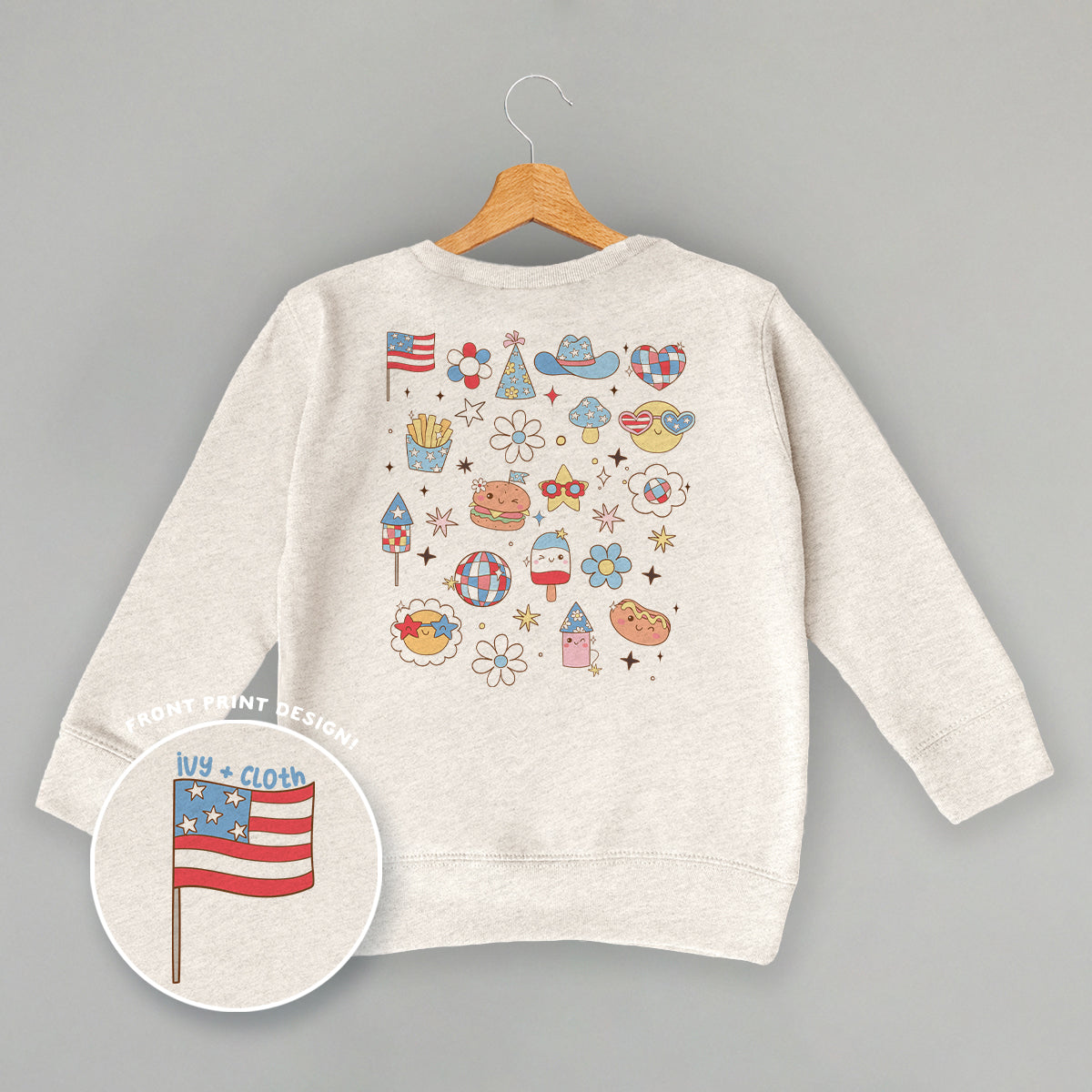 Patriotic Retro Doodles (Kids Back Print) - clothing by TeeHivey.com (Image 4)