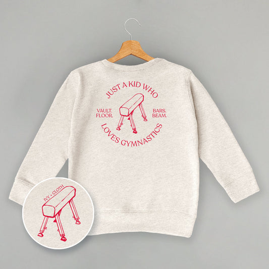 Just A Kid Who Loves Gymnastics (Kids Back Print) - clothing by TeeHivey.com (Image 1)
