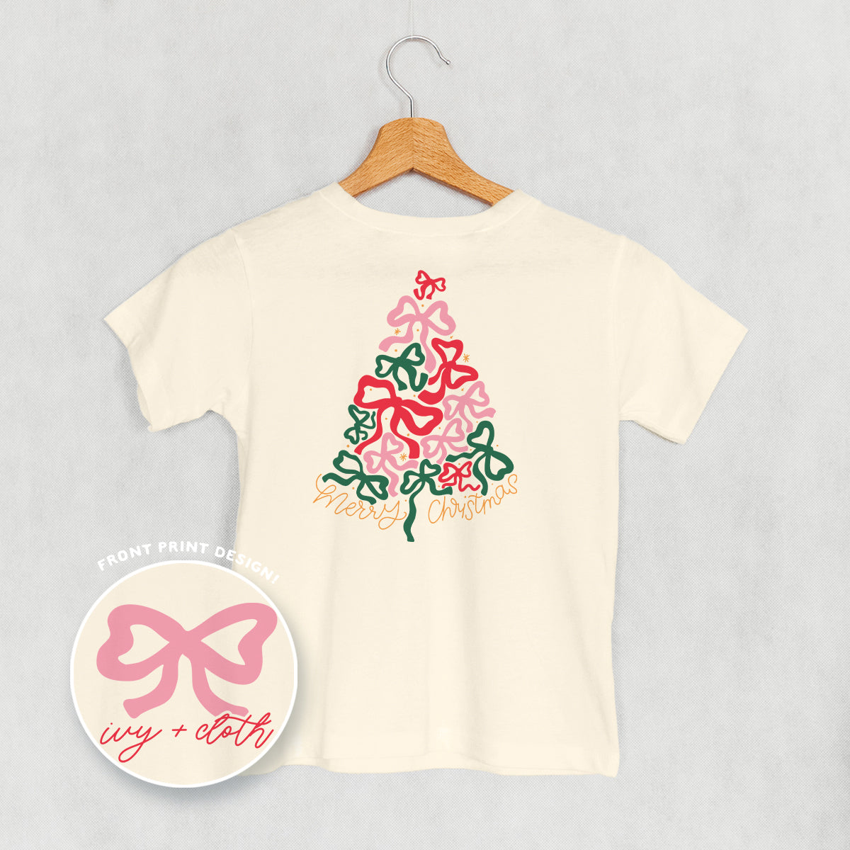 Merry Christmas Bow Tree (Kids Back Print) - clothing by TeeHivey.com (Image 3)