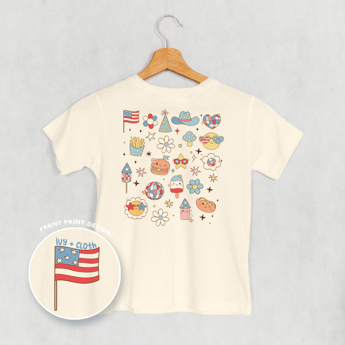 Patriotic Retro Doodles (Kids Back Print) - clothing by TeeHivey.com (Image 5)