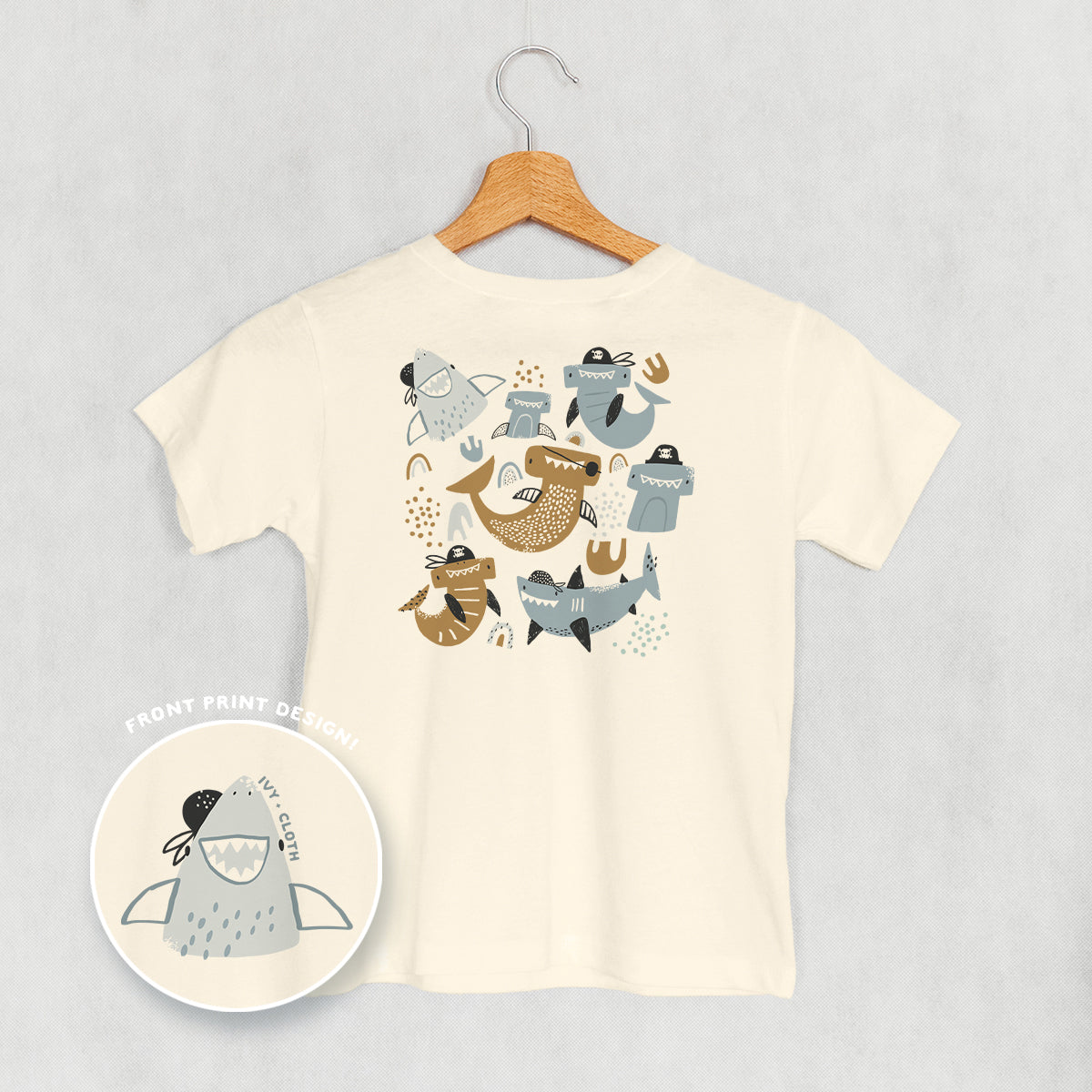 Pirate Shark Doodles (Kids Back Print) - clothing by TeeHivey.com (Image 3)