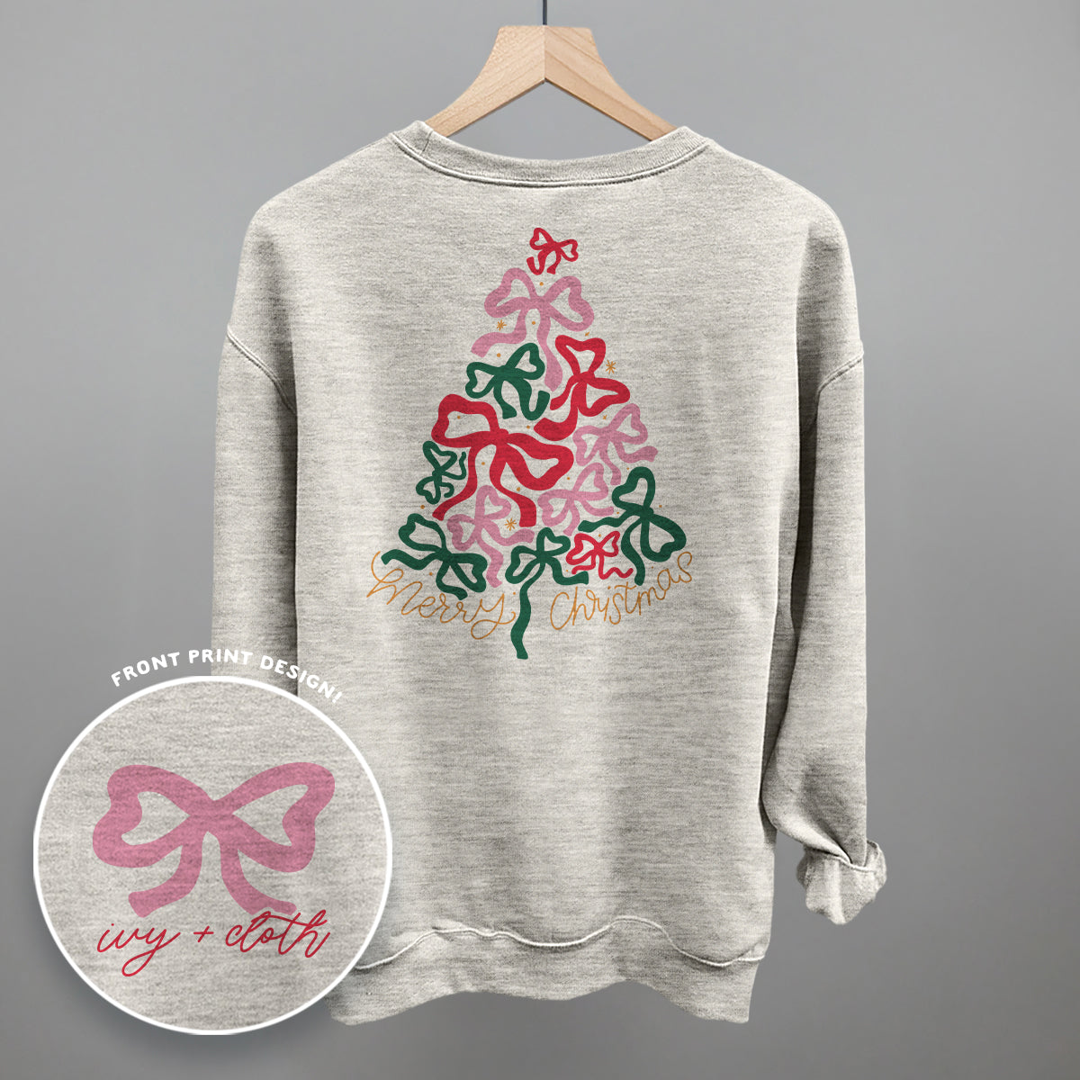 Merry Christmas Bow Tree (Back Print) - clothing by TeeHivey.com (Image 5)