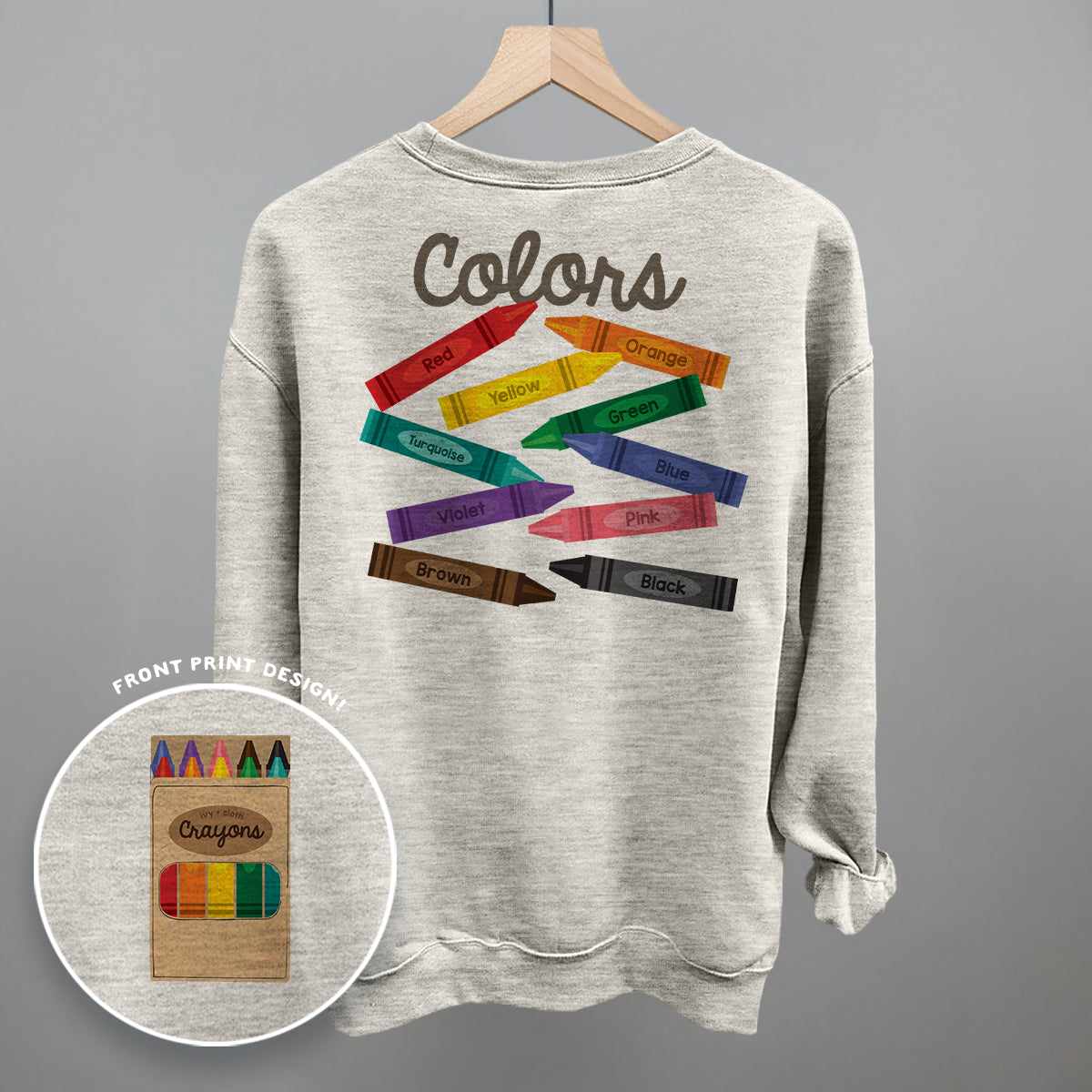 Crayon Colors (Back Print) - clothing by TeeHivey.com (Image 3)