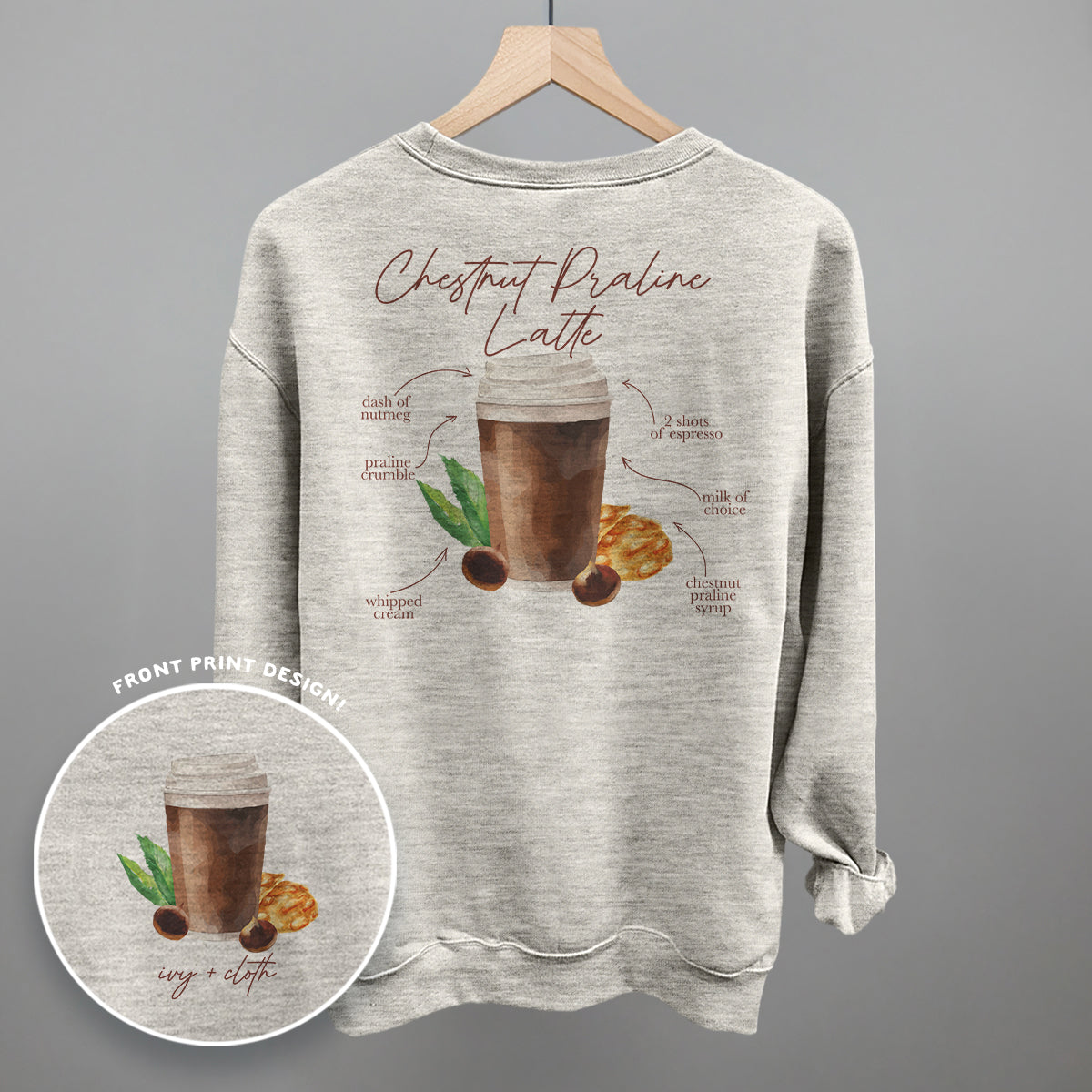 Chestnut Praline Latte Recipe (Back Print) - clothing by TeeHivey.com (Image 1)