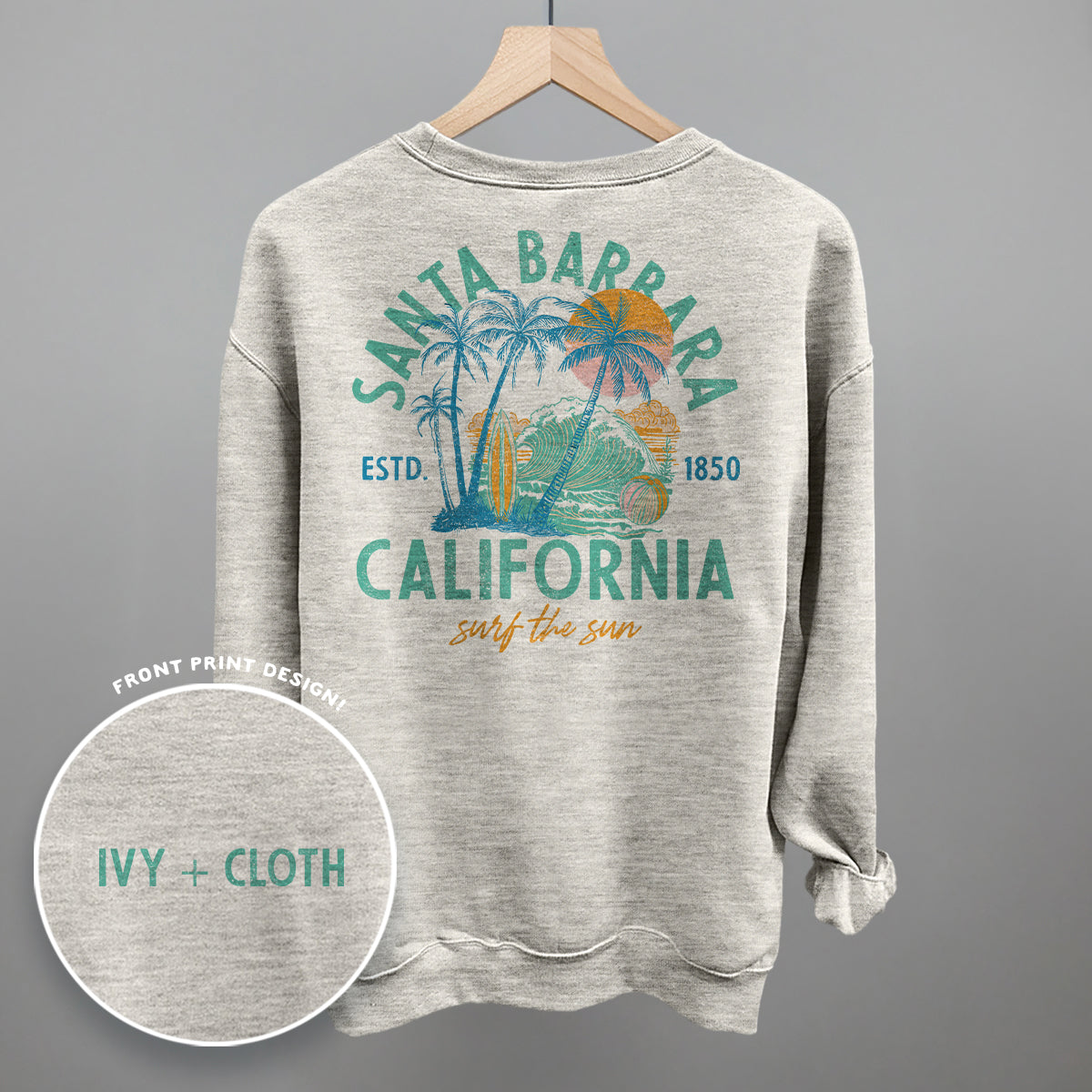Santa Barbara, CA Surf The Sun (Back Print) - clothing by TeeHivey.com (Image 3)