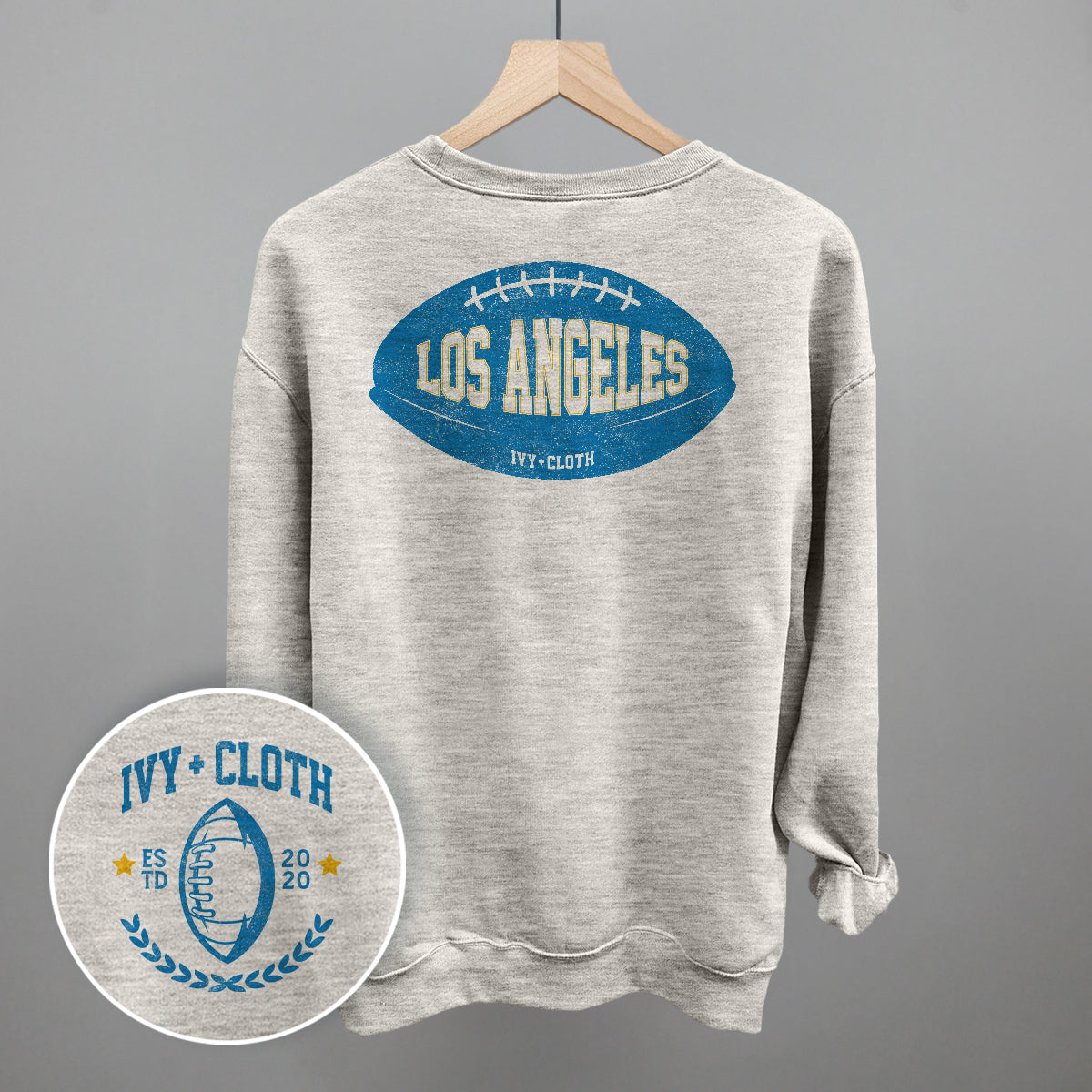 Los Angeles Football (Light Blue) (Back Print) - clothing by TeeHivey.com (Image 3)