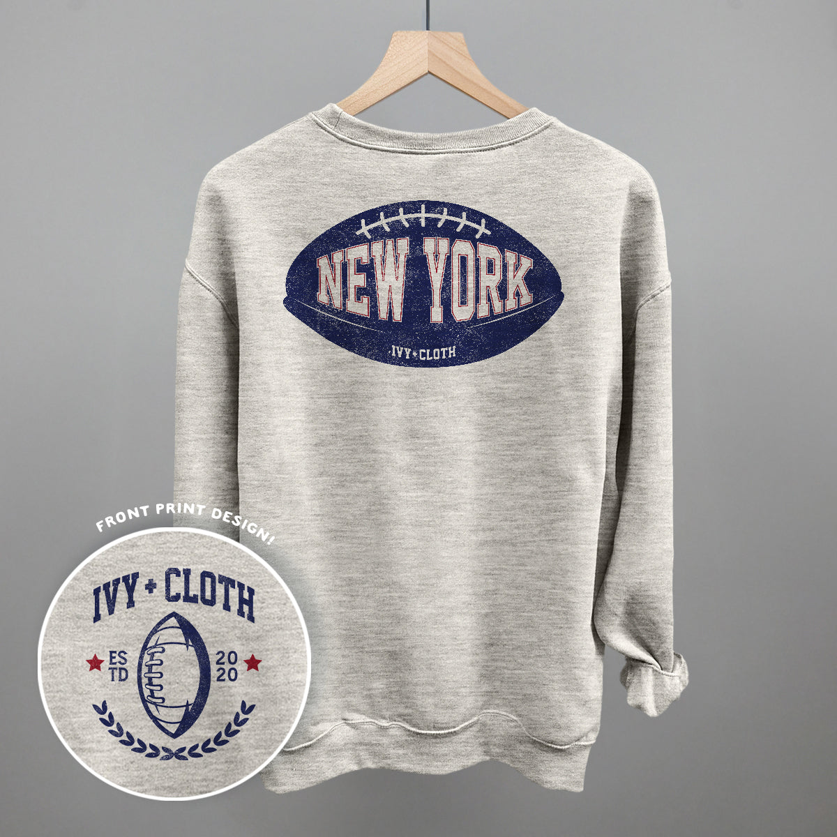 New York Football (Blue) (Back Print) - clothing by TeeHivey.com (Image 3)
