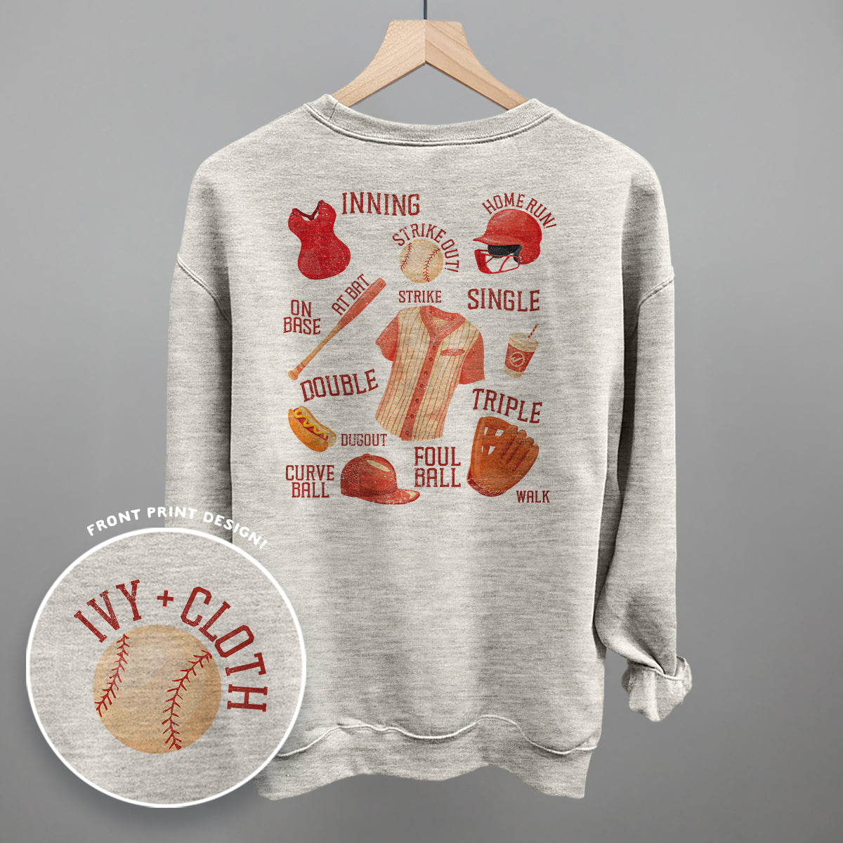 Baseball Doodles (Red) (Back Print) - clothing by TeeHivey.com (Image 2)