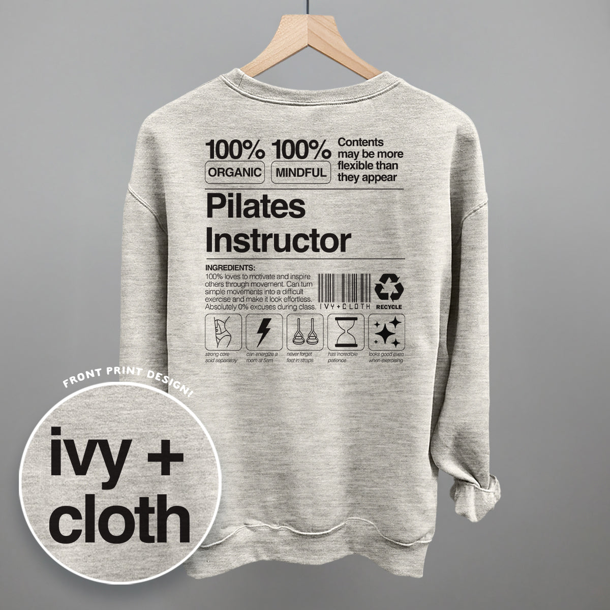 Pilates Instructor Nutrition Facts (Back Print) - clothing by TeeHivey.com (Image 1)