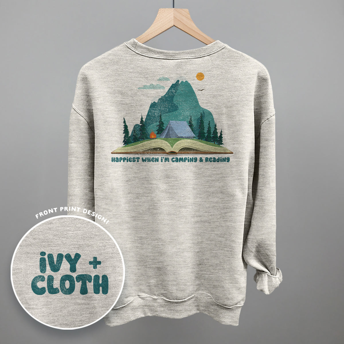 Happiest When I'm Camping & Reading (Back Print) - clothing by TeeHivey.com (Image 4)