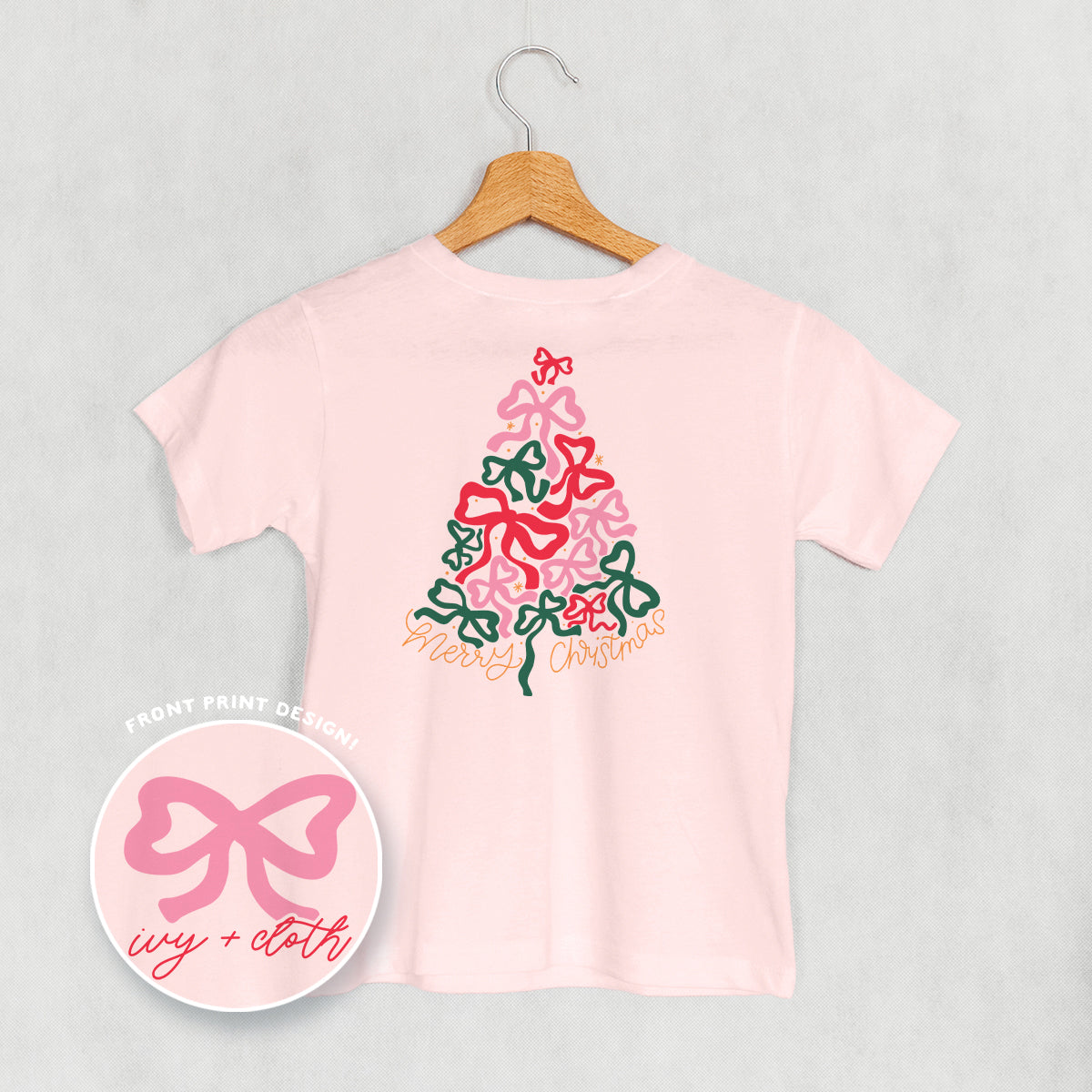 Merry Christmas Bow Tree (Kids Back Print) - clothing by TeeHivey.com (Image 1)